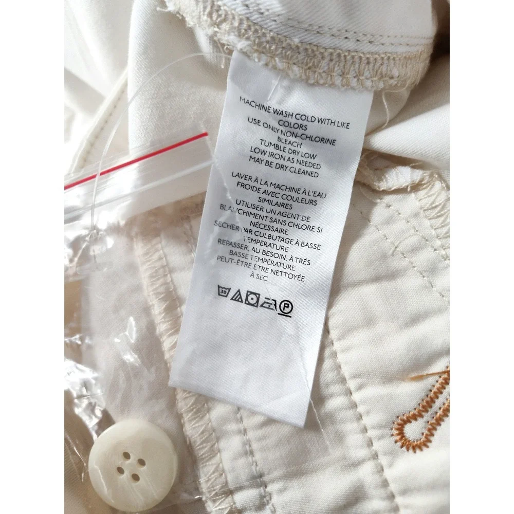 New Pilcro Barrel Pants 30 Patchwork Chino Ivory Relaxed Cotton Anthropologie
